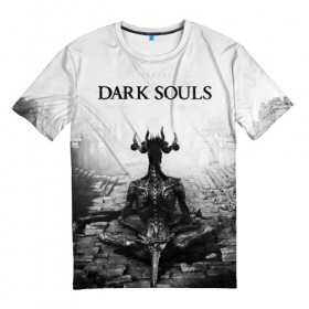 Мужская футболка 3D с принтом Dark Souls в Кировске, 100% полиэфир | прямой крой, круглый вырез горловины, длина до линии бедер | dark souls | games | praise the sun | игры | компьютерные игры | рыцарь | тёмные души