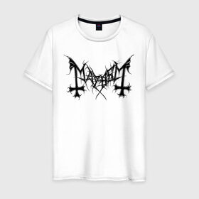 Мужская футболка хлопок с принтом Mayhem в Кировске, 100% хлопок | прямой крой, круглый вырез горловины, длина до линии бедер, слегка спущенное плечо. | black | death | mayhem
