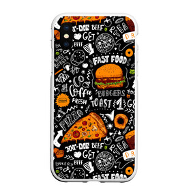 Чехол для iPhone XS Max матовый с принтом Fast food в Кировске, Силикон | Область печати: задняя сторона чехла, без боковых панелей | fast | food | hambu | булочка | бутерброды | быстрое | гамбургеры | графика | еда | зелень | иллюстрация | картинка | кунжут | мода | мясо | надпись | орнамент | питание | пицца | пончики | рисунок | свежий