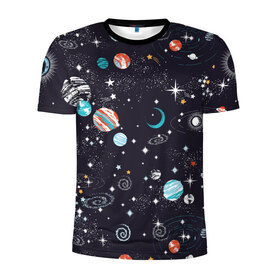 Мужская футболка 3D спортивная с принтом Космос в Кировске, 100% полиэстер с улучшенными характеристиками | приталенный силуэт, круглая горловина, широкие плечи, сужается к линии бедра | comets | infinity | planets | sky | sp | space | stars | universe | бесконечность | вселенная | галактики | графика | звезды | иллюстрация | картинка | кометы | космос | мода | небо | ночь | планеты | рисунок | созвездия | солнце