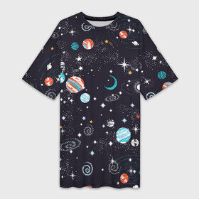 Платье-футболка 3D с принтом Космос в Кировске,  |  | comets | infinity | planets | sky | sp | space | stars | universe | бесконечность | вселенная | галактики | графика | звезды | иллюстрация | картинка | кометы | космос | мода | небо | ночь | планеты | рисунок | созвездия | солнце