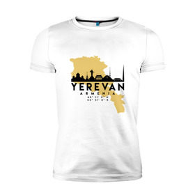 Мужская футболка премиум с принтом Ереван - Армения в Кировске, 92% хлопок, 8% лайкра | приталенный силуэт, круглый вырез ворота, длина до линии бедра, короткий рукав | 