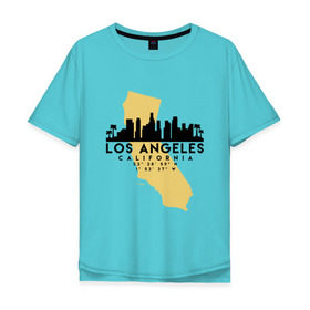 Мужская футболка хлопок Oversize с принтом Лос-Анджелес - США в Кировске, 100% хлопок | свободный крой, круглый ворот, “спинка” длиннее передней части | 