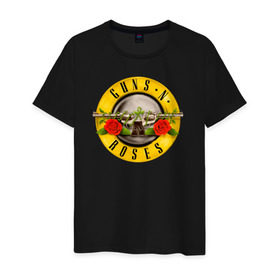 Мужская футболка хлопок с принтом Guns N` Roses в Кировске, 100% хлопок | прямой крой, круглый вырез горловины, длина до линии бедер, слегка спущенное плечо. | Тематика изображения на принте: guns n roses | hard rock