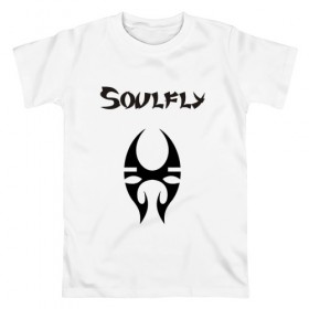 Мужская футболка хлопок с принтом Soulfly в Кировске, 100% хлопок | прямой крой, круглый вырез горловины, длина до линии бедер, слегка спущенное плечо. | Тематика изображения на принте: groove thrash | nu | soulfly