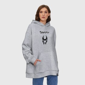 Худи SuperOversize хлопок с принтом Soulfly в Кировске, 70% хлопок, 30% полиэстер, мягкий начес внутри | карман-кенгуру, эластичная резинка на манжетах и по нижней кромке, двухслойный капюшон
 | Тематика изображения на принте: groove thrash | nu | soulfly