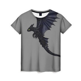 Женская футболка 3D с принтом Как приручить дракона в Кировске, 100% полиэфир ( синтетическое хлопкоподобное полотно) | прямой крой, круглый вырез горловины, длина до линии бедер | детский мультфильм | для детей | как приручить дракона | мультик | мультфильм