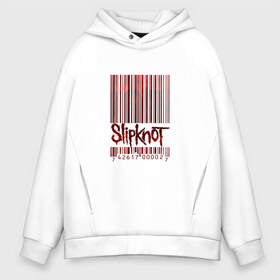 Мужское худи Oversize хлопок с принтом Slipknot в Кировске, френч-терри — 70% хлопок, 30% полиэстер. Мягкий теплый начес внутри —100% хлопок | боковые карманы, эластичные манжеты и нижняя кромка, капюшон на магнитной кнопке | code | metal | music | rock | штрих | штрихкод