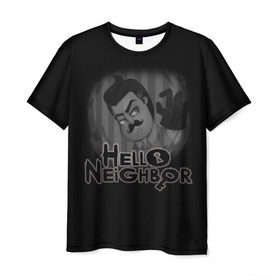Мужская футболка 3D с принтом Hello Neighbor в Кировске, 100% полиэфир | прямой крой, круглый вырез горловины, длина до линии бедер | hello | horror | neighbor | survival | дом | нейбор | паркура | привет | сосед | стратегия | хеллоу