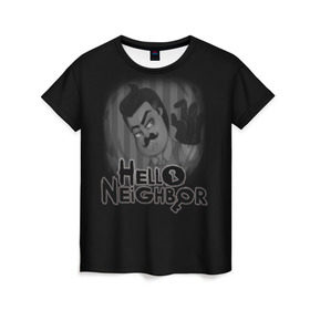 Женская футболка 3D с принтом Hello Neighbor в Кировске, 100% полиэфир ( синтетическое хлопкоподобное полотно) | прямой крой, круглый вырез горловины, длина до линии бедер | hello | horror | neighbor | survival | дом | нейбор | паркура | привет | сосед | стратегия | хеллоу