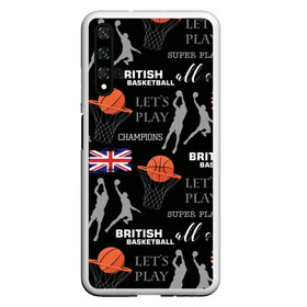 Чехол для Honor 20 с принтом British basketball в Кировске, Силикон | Область печати: задняя сторона чехла, без боковых панелей | Тематика изображения на принте: англия | баскетбол | баскетбольные | болельщик | британия | британский | бросок | графика | держава | игра | иллюстрация | картинка | кольцо | мода | мячи | надпи | прыжок | рисунок | сетка | сила