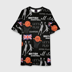 Детское платье 3D с принтом British basketball в Кировске, 100% полиэстер | прямой силуэт, чуть расширенный к низу. Круглая горловина, на рукавах — воланы | англия | баскетбол | баскетбольные | болельщик | британия | британский | бросок | графика | держава | игра | иллюстрация | картинка | кольцо | мода | мячи | надпи | прыжок | рисунок | сетка | сила
