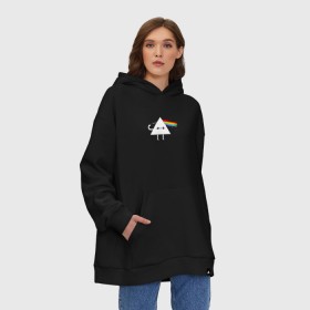 Худи SuperOversize хлопок с принтом Kawaii Pink Floyd в Кировске, 70% хлопок, 30% полиэстер, мягкий начес внутри | карман-кенгуру, эластичная резинка на манжетах и по нижней кромке, двухслойный капюшон
 | anime | аниме | выстрел | лапочка | логотип | луч | милый | мимими | музыка | пистолет | прелесть | призма | радуга | рок | свет | треугольник