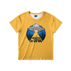 Детская футболка 3D с принтом Я верю в НЛО в Кировске, 100% гипоаллергенный полиэфир | прямой крой, круглый вырез горловины, длина до линии бедер, чуть спущенное плечо, ткань немного тянется | alien | ufo | инопланетяне | инопланетянин | нло | пришелец | пришельцы