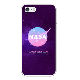 Чехол для iPhone 5/5S матовый с принтом NASA Take me to the Moon в Кировске, Силикон | Область печати: задняя сторона чехла, без боковых панелей | administration | aeronautics | brand | logo | nasa | national | oldschool | space | usa | исследование | космос | лого | наса | национальное | олдскул | сша | управление