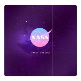 Магнитный плакат 3Х3 с принтом NASA. Take me to the Moon в Кировске, Полимерный материал с магнитным слоем | 9 деталей размером 9*9 см | administration | aeronautics | brand | logo | nasa | national | oldschool | space | usa | исследование | космос | лого | наса | национальное | олдскул | сша | управление