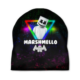 Шапка 3D с принтом Marshmello в Кировске, 100% полиэстер | универсальный размер, печать по всей поверхности изделия | christopher | comstock | dj | dotcom | friends | marshmallow | marshmello | usa | диджей | друзья | комсток | крис | маршмэллоу | продюсер | сша