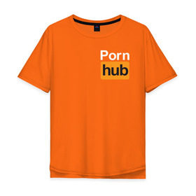 Мужская футболка хлопок Oversize с принтом Pornhub (логотип с боку) в Кировске, 100% хлопок | свободный крой, круглый ворот, “спинка” длиннее передней части | brazzers | видео | любовь | хаб | чувства