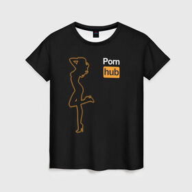 Женская футболка 3D с принтом Pornhub (neon girl) в Кировске, 100% полиэфир ( синтетическое хлопкоподобное полотно) | прямой крой, круглый вырез горловины, длина до линии бедер | brazzers | видео | девушка | любовь | неон | свечение | силуэт | фигура | хаб | чувства
