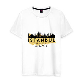 Мужская футболка хлопок с принтом Стамбул - Турция в Кировске, 100% хлопок | прямой крой, круглый вырез горловины, длина до линии бедер, слегка спущенное плечо. | Тематика изображения на принте: adventure | city | travel | turkey | world | город | государство | европа | жизнь | карта | культура | люди | мир | народ | памятни | партиот | планета | приключение | путешествие | спорт | ссср | стамбул | столица | страна