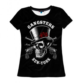 Женская футболка 3D с принтом Gangster New York в Кировске, 100% полиэфир ( синтетическое хлопкоподобное полотно) | прямой крой, круглый вырез горловины, длина до линии бедер | 