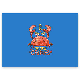 Поздравительная открытка с принтом Hungry crab в Кировске, 100% бумага | плотность бумаги 280 г/м2, матовая, на обратной стороне линовка и место для марки
 | Тематика изображения на принте: angry | crab | gloomy | hungry | ocean | red | sea | sign | stars | water | вода | голодный | графика | детский | звезды | злой | знак | иллюстрация | картинка | краб | красный | мода | море | морские | надпись | океан | рисунок | рыба