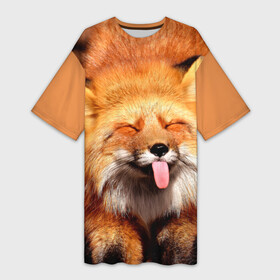 Платье-футболка 3D с принтом Лиса с языком в Кировске,  |  | ahegao | axerao | fox | аниме | девушке | женщине | животные | картинка | лис | лиса | лисенок | лисий хвост | лисичка | мужчине | парню | подарок | прикольная | пушистая | рыжая | с языком | смешная | хищник | язык