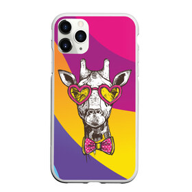 Чехол для iPhone 11 Pro Max матовый с принтом Праздничный жираф в Кировске, Силикон |  | Тематика изображения на принте: бабочка | животное | жираф | модный | очки | праздничный | рожки | сердечки | хипстер | шея