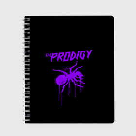 Тетрадь с принтом The Prodigy в Кировске, 100% бумага | 48 листов, плотность листов — 60 г/м2, плотность картонной обложки — 250 г/м2. Листы скреплены сбоку удобной пружинной спиралью. Уголки страниц и обложки скругленные. Цвет линий — светло-серый
 | Тематика изображения на принте: 90 е | the prodigy | кит флинт | музыка | муравей | панк | рок | техно | электро