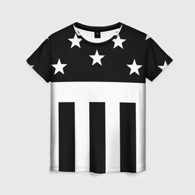 Женская футболка 3D с принтом PRODIGY в Кировске, 100% полиэфир ( синтетическое хлопкоподобное полотно) | прямой крой, круглый вырез горловины, длина до линии бедер | keith flint | prodigy | rave | кит чарльз флинт | продиджи | рейв | флаг сша | электроника