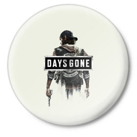 Значок с принтом Days Gone Poster в Кировске,  металл | круглая форма, металлическая застежка в виде булавки | 2019 | days gone | game | poster | ps4 | zombie | жизнь после | зомби | игра