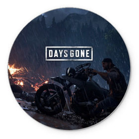 Коврик круглый с принтом Days Gone в Кировске, резина и полиэстер | круглая форма, изображение наносится на всю лицевую часть | 2019 | days gone | game | poster | ps4 | zombie | жизнь после | зомби | игра