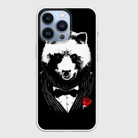 Чехол для iPhone 13 Pro с принтом Медведь авторитет в Кировске,  |  | authority | bear | go | авторитет | аль капоне | бабочка | в носу | взгляд | галстук | графика | дикий | животное | иллюстрация | картинка | кольцо | костюм | красная | крестный | мафия | медведь | мода | отец