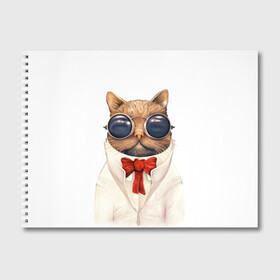 Альбом для рисования с принтом Кот в Кировске, 100% бумага
 | матовая бумага, плотность 200 мг. | бабочка | в очках | киса | киска | костюм | котейка | котенок | котэ | котя | кошка | крутой | модный | стиль | ученый
