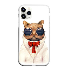 Чехол для iPhone 11 Pro Max матовый с принтом Кот в Кировске, Силикон |  | Тематика изображения на принте: бабочка | в очках | киса | киска | костюм | котейка | котенок | котэ | котя | кошка | крутой | модный | стиль | ученый