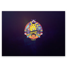 Поздравительная открытка с принтом Покемон Пикачу в Кировске, 100% бумага | плотность бумаги 280 г/м2, матовая, на обратной стороне линовка и место для марки
 | detective pikachu | pikachu | pokemon | детектив пикачу | пика | покемон