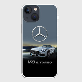 Чехол для iPhone 13 mini с принтом V8 Biturbo в Кировске,  |  | Тематика изображения на принте: amg | cool | design | mercedes | mercedes benz | motorsport | power | prestige | race | sport car | status | автоспорт | гонка | дизайн | круто | мерседес | мощь | престиж | спорткар | статус