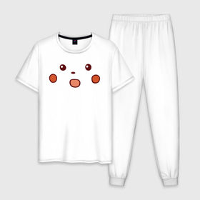 Мужская пижама хлопок с принтом Shocked Pikachu meme в Кировске, 100% хлопок | брюки и футболка прямого кроя, без карманов, на брюках мягкая резинка на поясе и по низу штанин
 | 