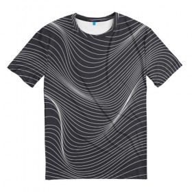 Мужская футболка 3D с принтом Абстрактные волны в Кировске, 100% полиэфир | прямой крой, круглый вырез горловины, длина до линии бедер | 