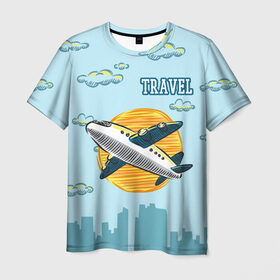 Мужская футболка 3D с принтом Путешествия в Кировске, 100% полиэфир | прямой крой, круглый вырез горловины, длина до линии бедер | travel | город | небо | облака | путешествия | самолет | солнце | тревел | туризм