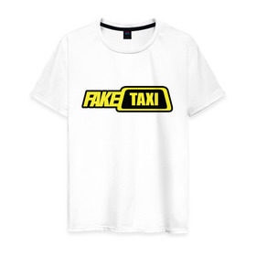 Мужская футболка хлопок с принтом fake taxi в Кировске, 100% хлопок | прямой крой, круглый вырез горловины, длина до линии бедер, слегка спущенное плечо. | Тематика изображения на принте: fake taxi | fakr | taxi | такси | фэйк | фэйк такси