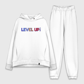 Женский костюм хлопок Oversize с принтом LEVEL UP в Кировске,  |  | 8 бит | 8bit | cs | fortnite | game | gaming | gta | minecraft | nintendo | playstation | ps | retro | rpg | steam | twitch | xbox | гта | игрок | игры | нинтендо | пиксель | ретро | рпг | стим | шутер