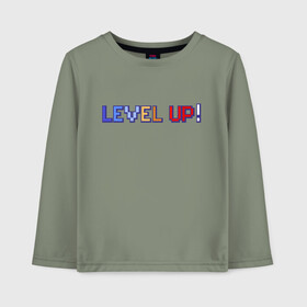 Детский лонгслив хлопок с принтом LEVEL UP! в Кировске, 100% хлопок | круглый вырез горловины, полуприлегающий силуэт, длина до линии бедер | 8 бит | 8bit | cs | fortnite | game | gaming | gta | minecraft | nintendo | playstation | ps | retro | rpg | steam | twitch | xbox | гта | игрок | игры | нинтендо | пиксель | ретро | рпг | стим | шутер