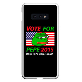 Чехол для Samsung S10E с принтом Vote for pepe в Кировске, Силикон | Область печати: задняя сторона чехла, без боковых панелей | Тематика изображения на принте: bad | dab | frog | good | kek | make pepe great again | pepe | sad | sad frog | vote for pepe | кек | лягушка | мем | мемы | пепе | со смыслом | фрог