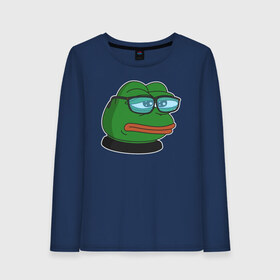 Женский лонгслив хлопок с принтом Pepe в Кировске, 100% хлопок |  | bad | dab | frog | good | kek | make pepe great again | pepe | sad | sad frog | vote for pepe | кек | лягушка | мем | мемы | пепе | со смыслом | фрог