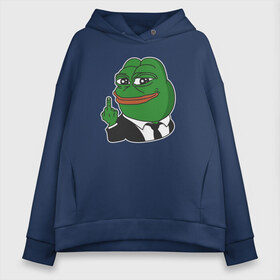 Женское худи Oversize хлопок с принтом Pepe в Кировске, френч-терри — 70% хлопок, 30% полиэстер. Мягкий теплый начес внутри —100% хлопок | боковые карманы, эластичные манжеты и нижняя кромка, капюшон на магнитной кнопке | Тематика изображения на принте: bad | dab | frog | good | kek | make pepe great again | pepe | sad | sad frog | vote for pepe | кек | лягушка | мем | мемы | пепе | со смыслом | фрог