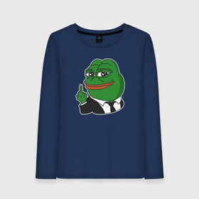 Женский лонгслив хлопок с принтом Pepe в Кировске, 100% хлопок |  | bad | dab | frog | good | kek | make pepe great again | pepe | sad | sad frog | vote for pepe | кек | лягушка | мем | мемы | пепе | со смыслом | фрог