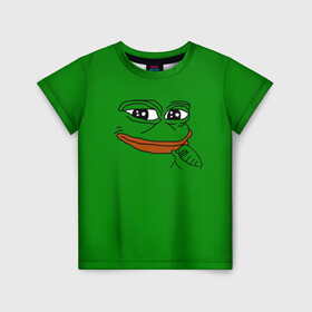 Детская футболка 3D с принтом Pepe в Кировске, 100% гипоаллергенный полиэфир | прямой крой, круглый вырез горловины, длина до линии бедер, чуть спущенное плечо, ткань немного тянется | bad | dab | frog | good | kek | make pepe great again | pepe | sad | sad frog | vote for pepe | кек | лягушка | мем | мемы | пепе | со смыслом | фрог