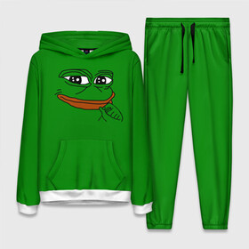 Женский костюм 3D (с толстовкой) с принтом Pepe в Кировске,  |  | bad | dab | frog | good | kek | make pepe great again | pepe | sad | sad frog | vote for pepe | кек | лягушка | мем | мемы | пепе | со смыслом | фрог