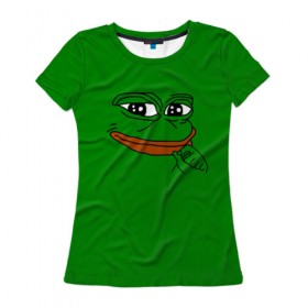 Женская футболка 3D с принтом Pepe в Кировске, 100% полиэфир ( синтетическое хлопкоподобное полотно) | прямой крой, круглый вырез горловины, длина до линии бедер | bad | dab | frog | good | kek | make pepe great again | pepe | sad | sad frog | vote for pepe | кек | лягушка | мем | мемы | пепе | со смыслом | фрог